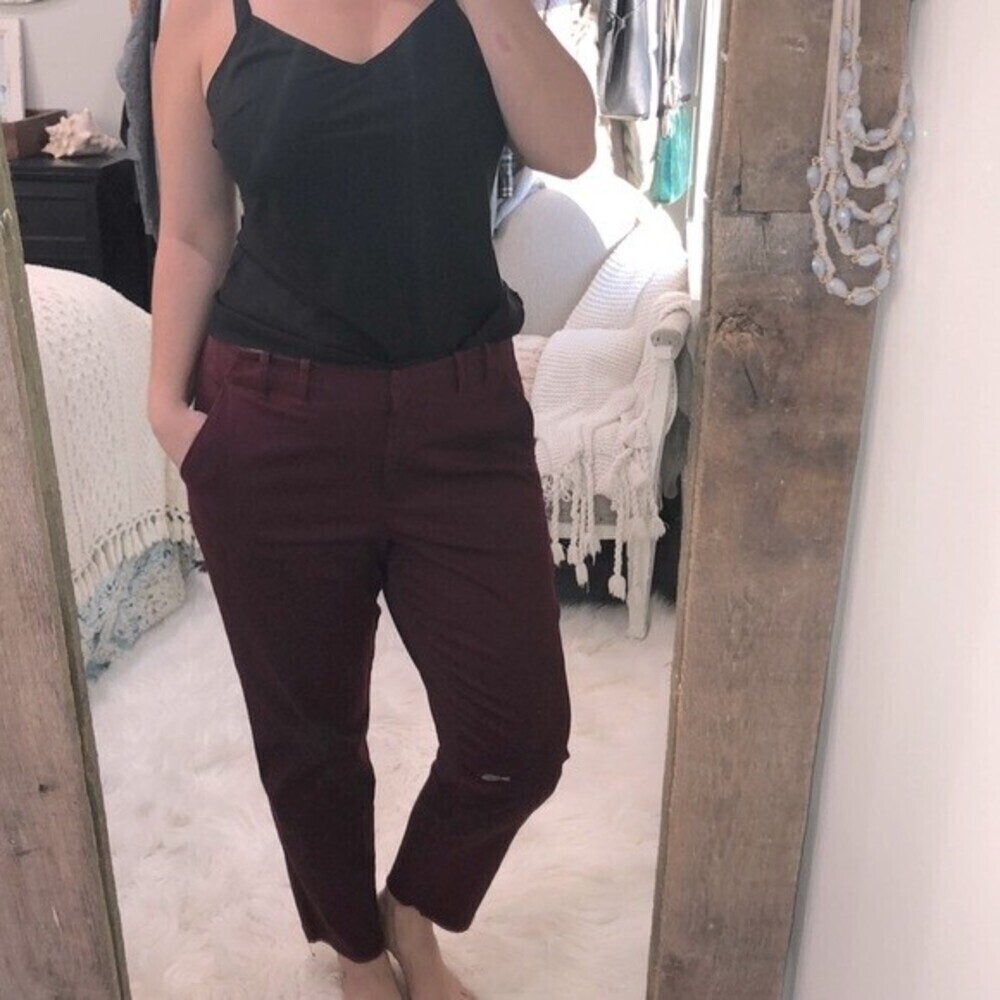 Talbots size 12 burgundy cotton chino pants - Picture 2 of 7